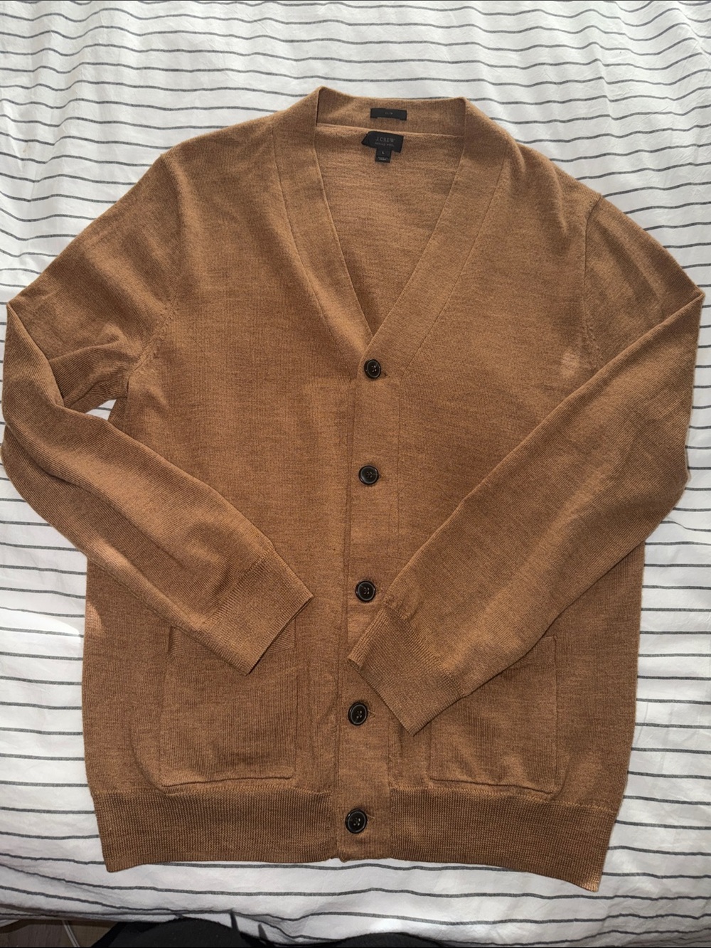 J. Crew Slim Men's Button Cardigan in Warm Camel